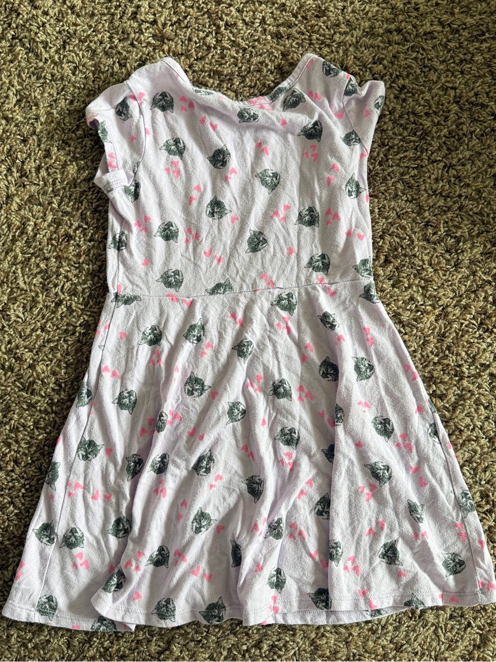 Cat & Jack Girls' lavender Kitty Print Dress - Pink Accents - Picture 3 of 4